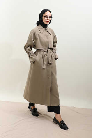 Gömlek Yaka Trençkot Taş - 7