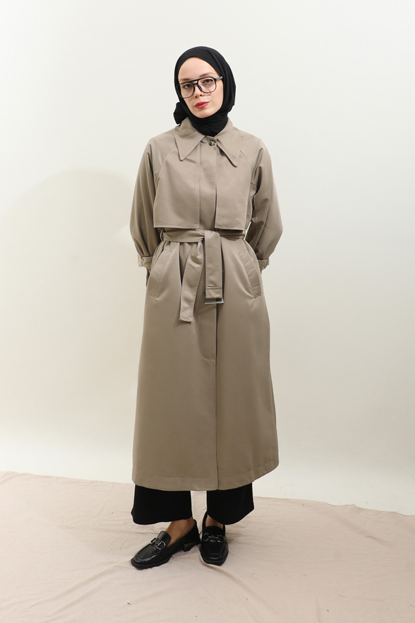 Gömlek Yaka Trençkot Taş - 12