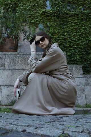 Gömlek Yaka Trençkot Taş - 6