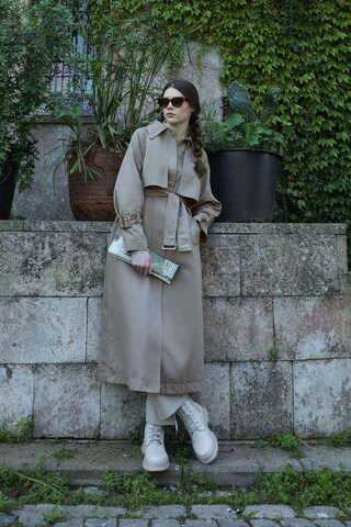 Gömlek Yaka Trençkot Taş - 1