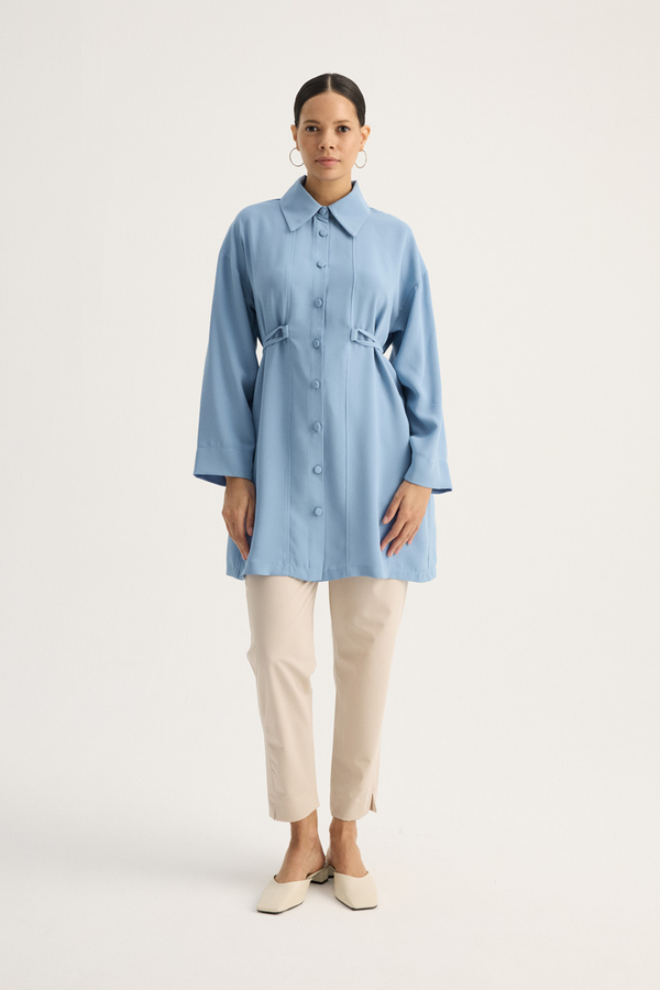 Gömlek Yaka Tunik Bebe Mavisi - 8