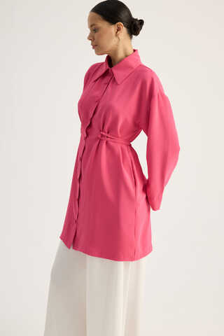 Gömlek Yaka Tunik Fuşya - 4