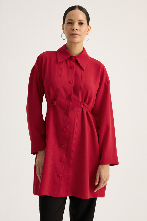 Gömlek Yaka Tunik Kırmızı - 3
