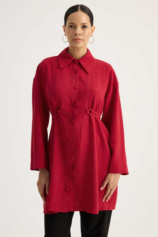 Gömlek Yaka Tunik Kırmızı - 5