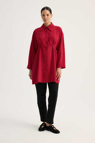 Gömlek Yaka Tunik Kırmızı - 1