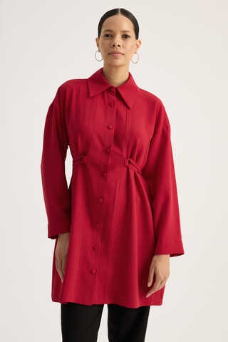 Gömlek Yaka Tunik Kırmızı - 3