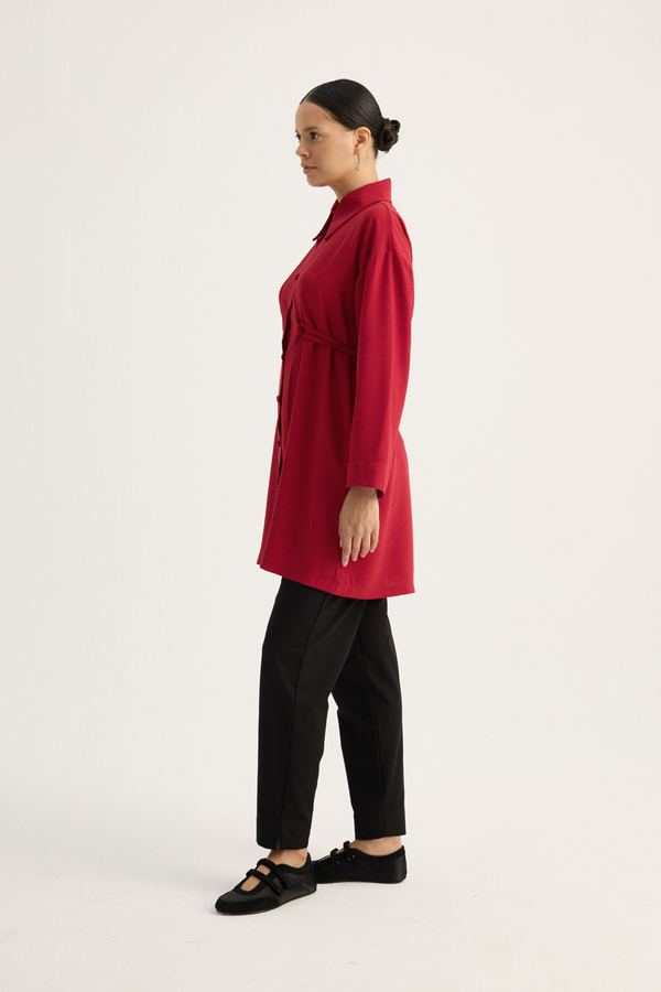 Gömlek Yaka Tunik Kırmızı - 4