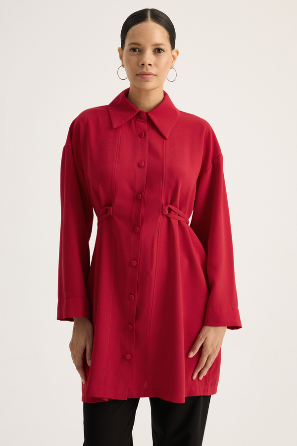 Gömlek Yaka Tunik Kırmızı - 5