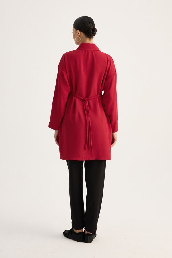 Gömlek Yaka Tunik Kırmızı - 7