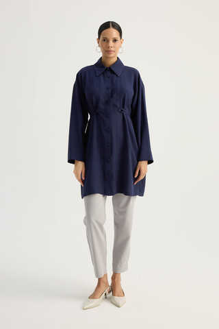 Gömlek Yaka Tunik Lacivert - 1