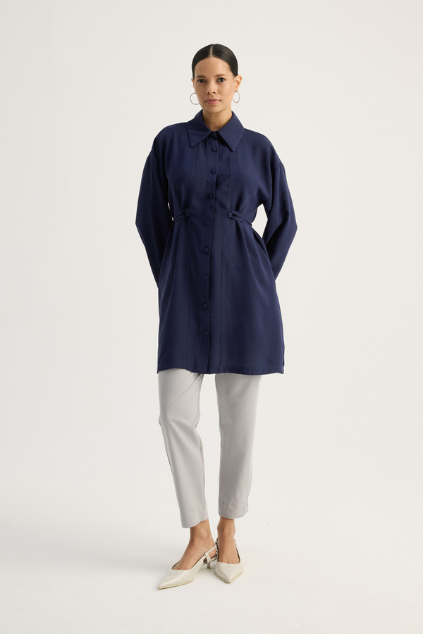 Gömlek Yaka Tunik Lacivert - 5