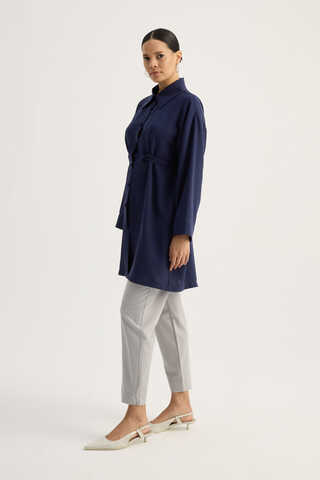 Gömlek Yaka Tunik Lacivert - 9