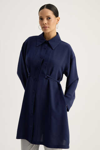 Gömlek Yaka Tunik Lacivert - 2