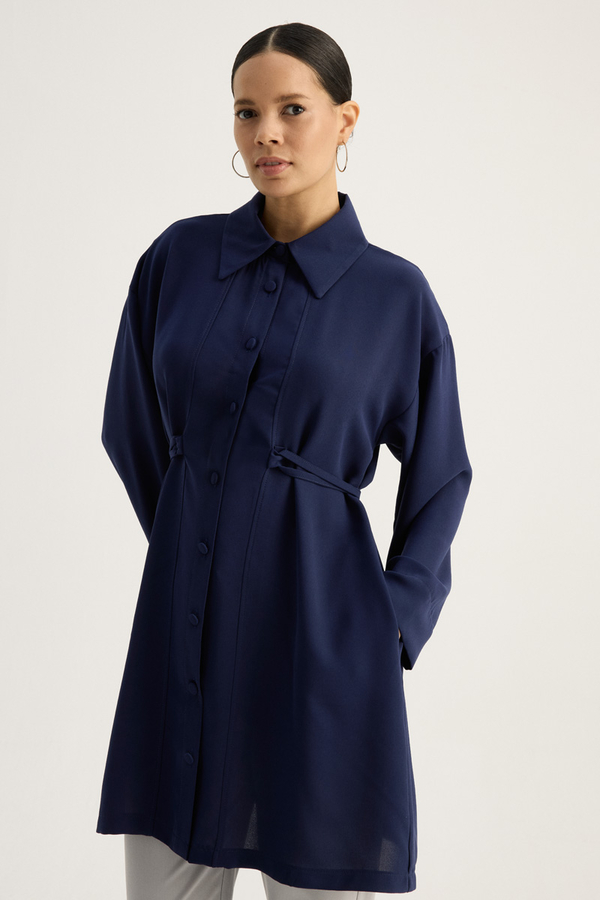 Gömlek Yaka Tunik Lacivert - 2