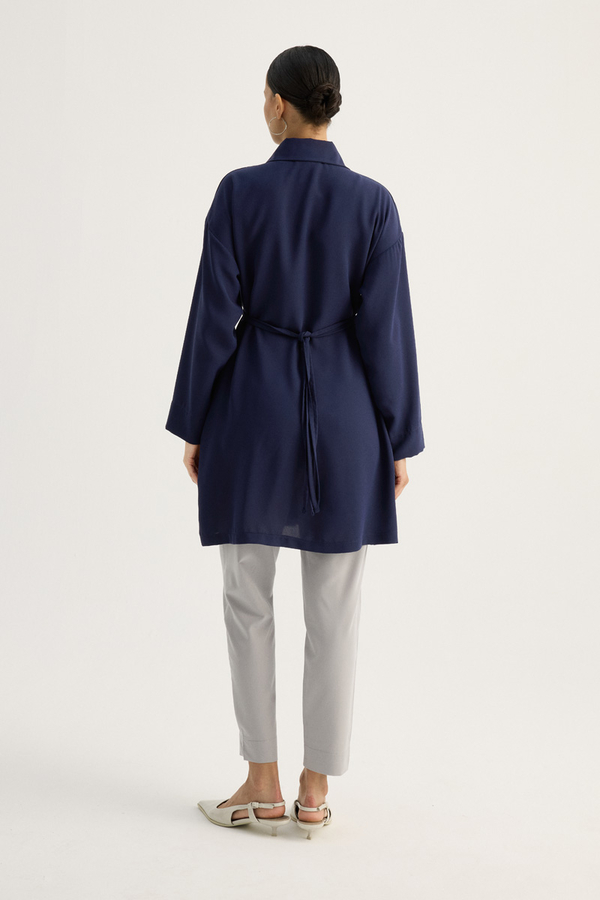 Gömlek Yaka Tunik Lacivert - 12