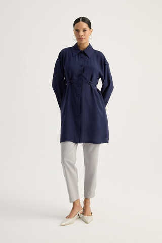 Gömlek Yaka Tunik Lacivert - 5