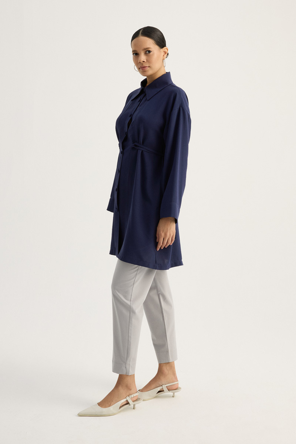 Gömlek Yaka Tunik Lacivert - 9