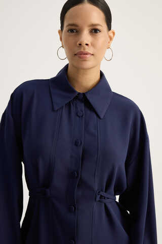 Gömlek Yaka Tunik Lacivert - 7