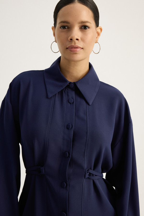 Gömlek Yaka Tunik Lacivert - 7