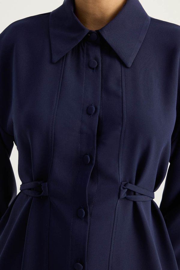 Gömlek Yaka Tunik Lacivert - 4