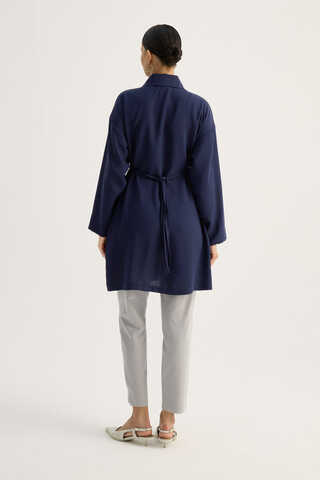 Gömlek Yaka Tunik Lacivert - 12