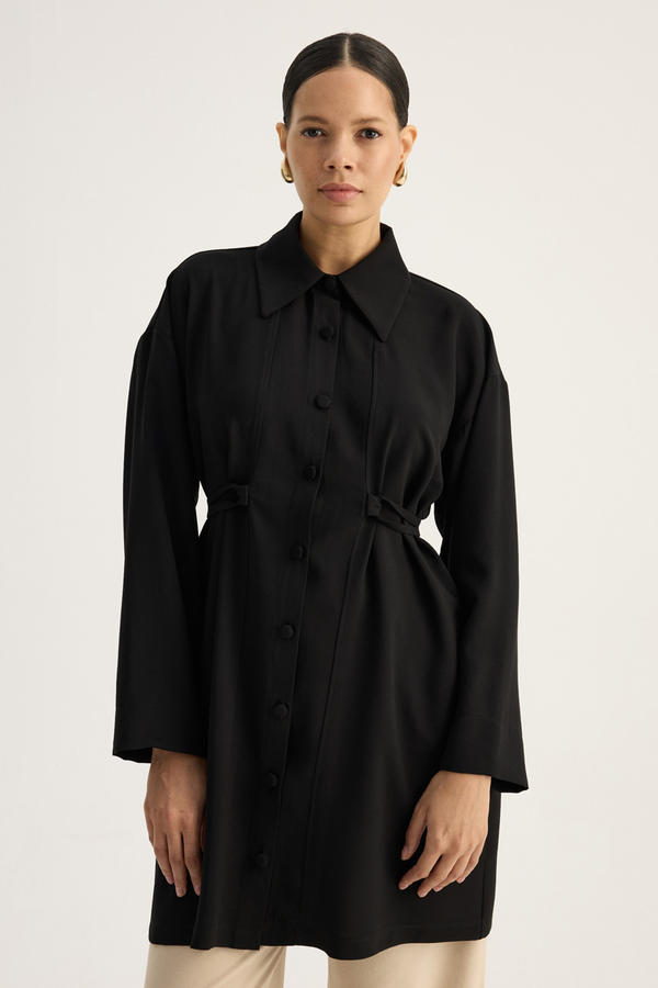 Gömlek Yaka Tunik Siyah 