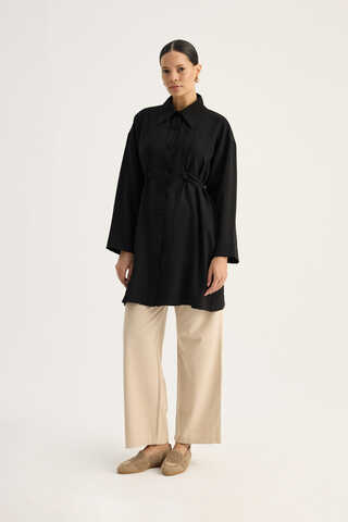 Gömlek Yaka Tunik Siyah - 6