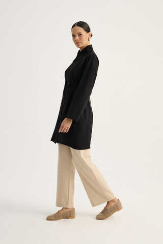 Gömlek Yaka Tunik Siyah - 7