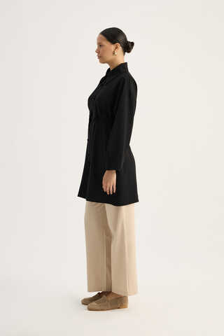 Gömlek Yaka Tunik Siyah - 8