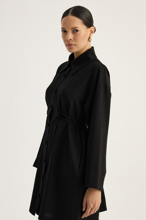 Gömlek Yaka Tunik Siyah - 3