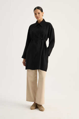 Gömlek Yaka Tunik Siyah - 5