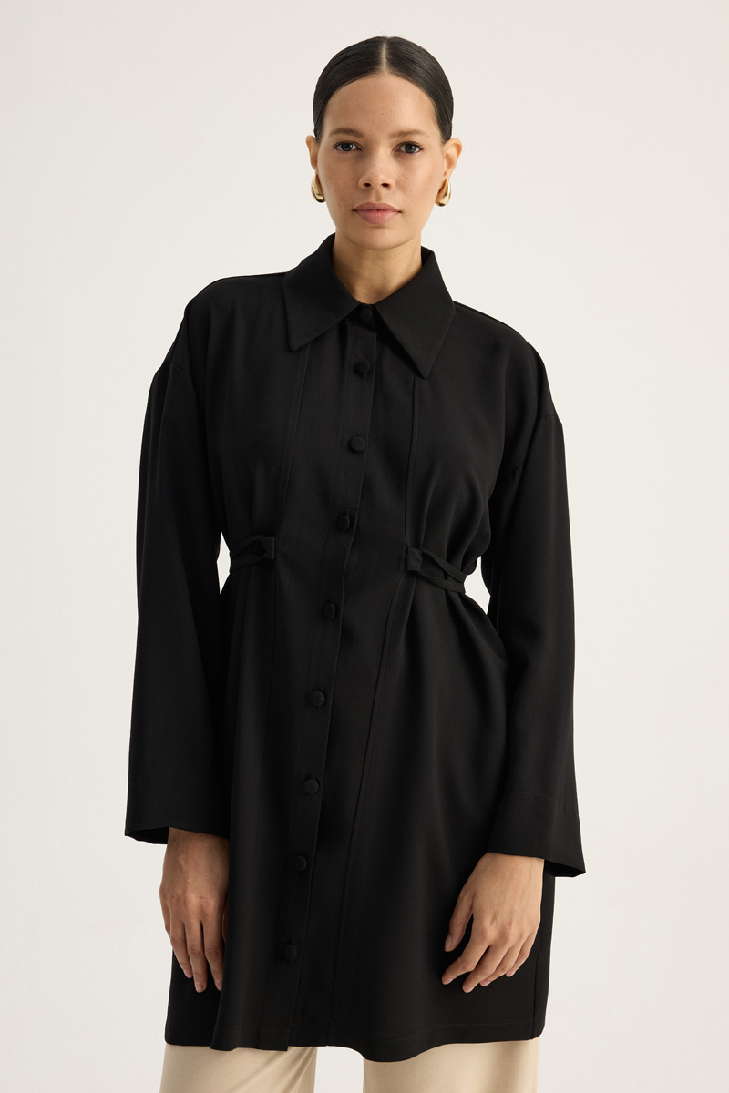 Gömlek Yaka Tunik Siyah