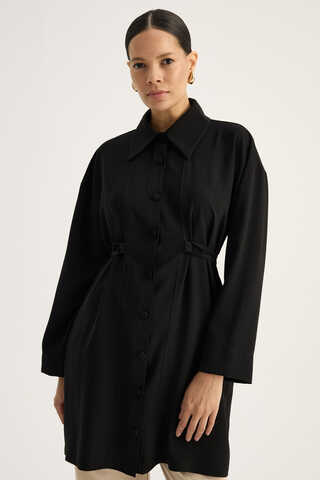 Gömlek Yaka Tunik Siyah - 9