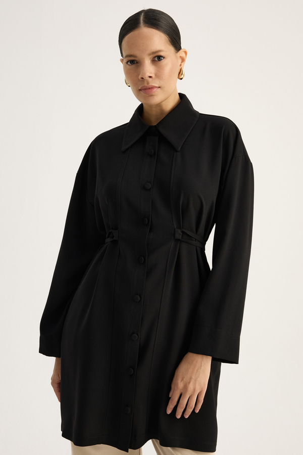 Gömlek Yaka Tunik Siyah - 9