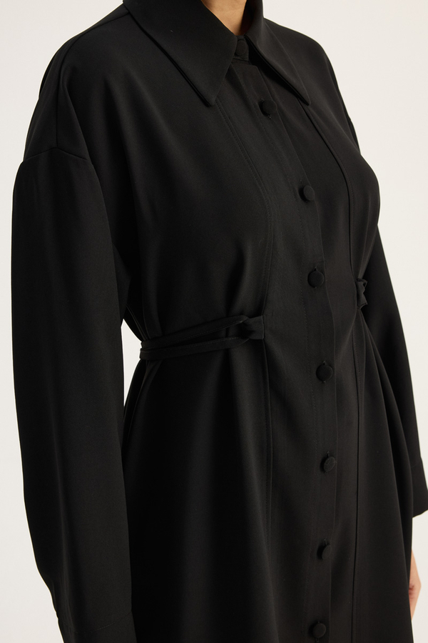 Gömlek Yaka Tunik Siyah - 11