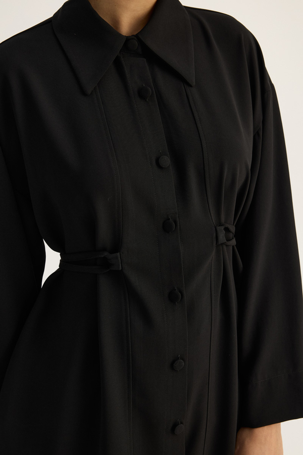 Gömlek Yaka Tunik Siyah - 12