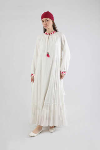 Gonca Nakışlı Elbise Fuşya - 1