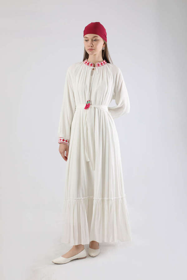 Gonca Nakışlı Elbise Fuşya - 4