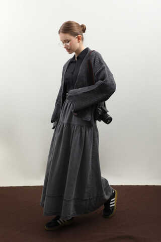 Gözenek Desenli Hırka Antrasit - 3