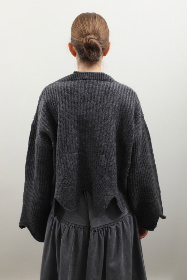 Gözenek Desenli Hırka Antrasit - 9