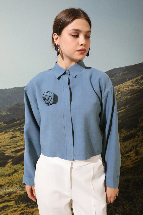 Gül Gömlek İndigo - 3