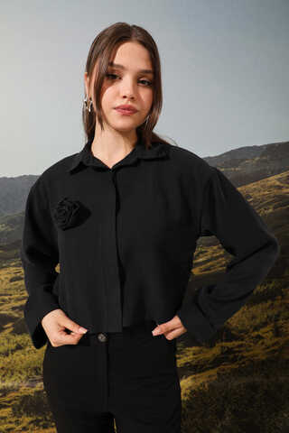 Gül Gömlek Siyah - 5