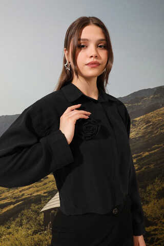 Gül Gömlek Siyah - 4