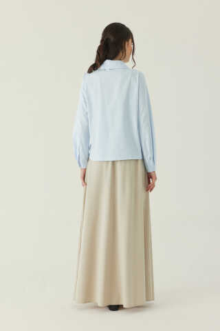 Gül Nakışlı Poplin Gömlek Bebe Mavisi - 3