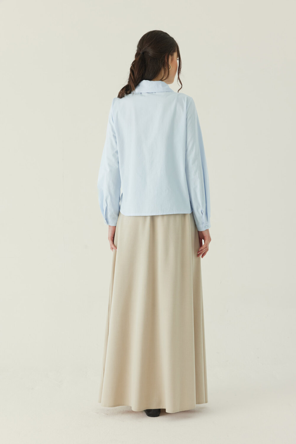 Gül Nakışlı Poplin Gömlek Bebe Mavisi - 3