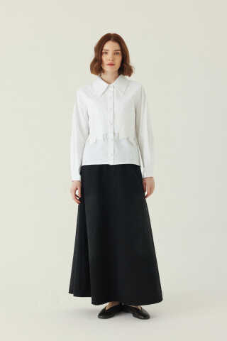 Gül Nakışlı Poplin Gömlek Beyaz - 2