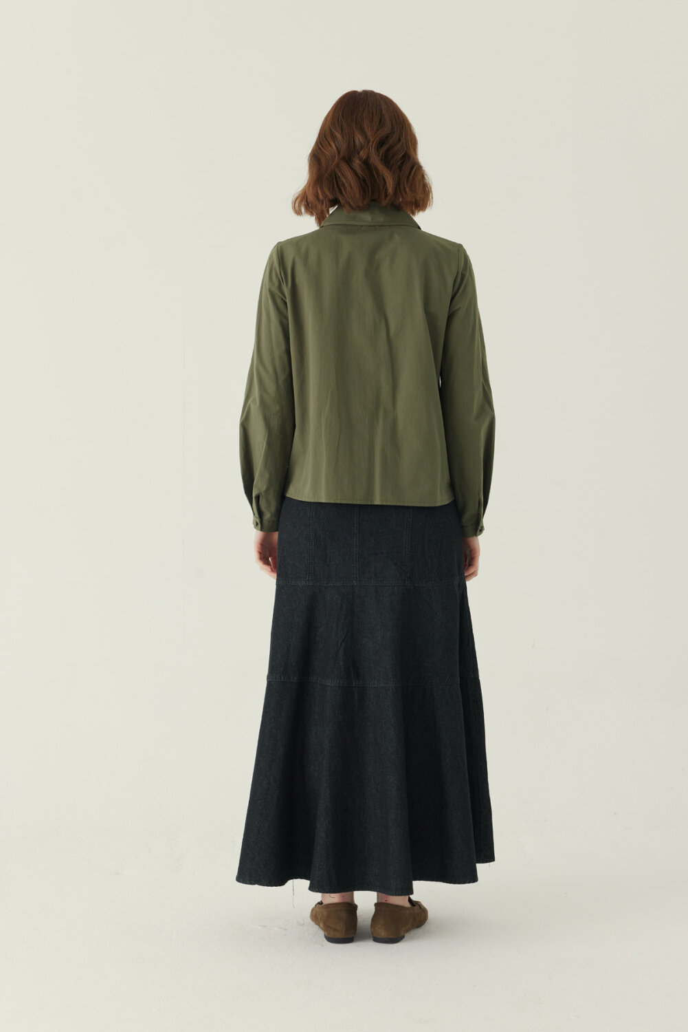 Gül Nakışlı Poplin Gömlek Haki - 3