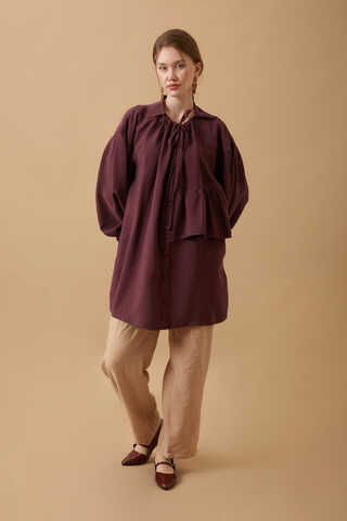 Günce Modal Shirt Burgundy  - 1