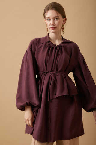 Günce Modal Shirt Burgundy  - 3