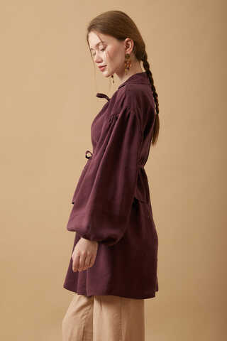 Günce Modal Shirt Burgundy  - 6
